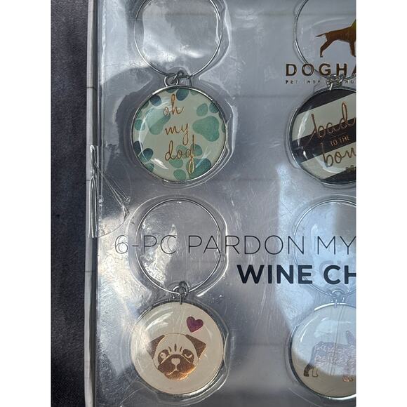 Doghause Pardon My Frenchie Wine or Cocktail Charms Dog Theme Barware NEW - Picture 5 of 5